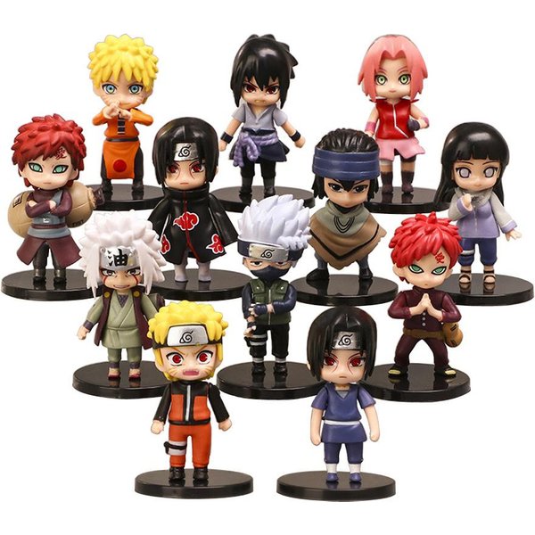 12 Sztuk/Zestaw Anime Naruto Shippuden Hinata Sasuke Itachi Kakashi Gaara Figurka Anime Q Wersja PVC Figurki Zabawki Lalki Prezent Dla Dzieci Black-image