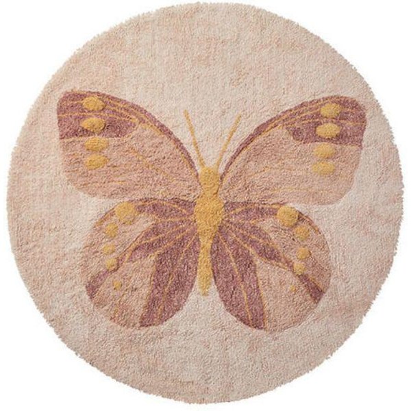 Puszysty OkrąGłY Dywanik Motyl – MięKki DłUgowłOsy Pluszowy Dywan Do Salonu, Sypialni, Pokoju DziecięCego, Mata Do Zabawy Dla Dzieci Diameter 90Cm(35In)-image