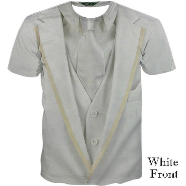 Camiseta De Hombre Estampado 3D Divertido Traje Falso Personalidad Manga Corta Camiseta Calle Casual Oversize 6XL Gray-image