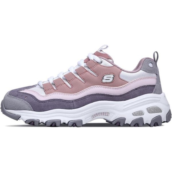 Skechers Dlites Wygodne Wszechstronne TrwałE OddychająCe Niskie Codzienne Buty Damskie Trampki RóżOwo-Szaro-BiałE 13141-PKPR 35.5 Gray-image