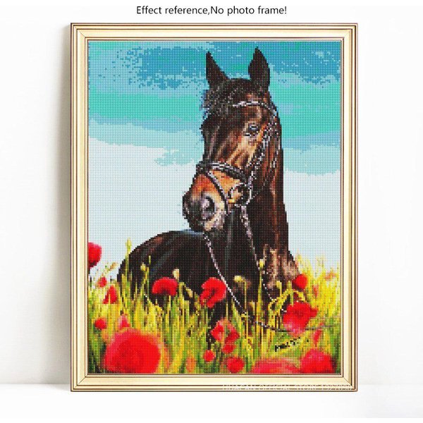 Pintura De Diamantes 5D Animal Caballo Bordado Redondo Completo Venta Imagen Diamante De PedreríA 20X30-image