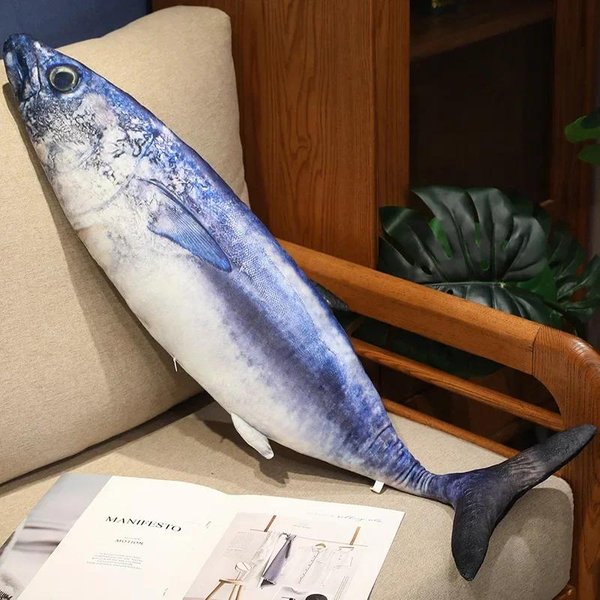 Peluche De Pez De SimulacióN 3D, Peluche De AtúN, SalmóN, Saurio De OtoñO, Mero, Almohada De Peluche, CojíN Creativo Para Sofá, Regalo Para NiñOs, Juguete 60Cm-image