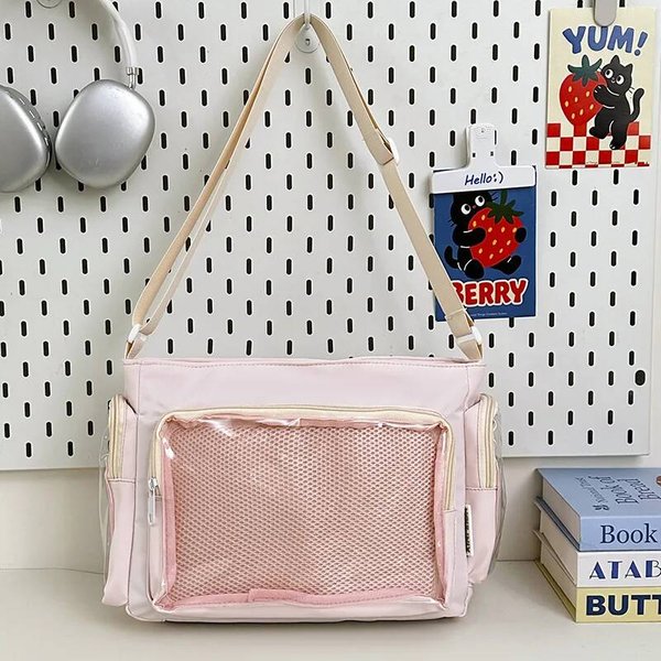 Nueva Bolsa De Hombro Ita Linda Chica Lolita Transparente Bolsa De Tote De CóMic Gran Capacidad Moda Bolso Cruzado JK DIY ExhibicióN Bolso De Mano 31X24X9Cm Color Rosa-image