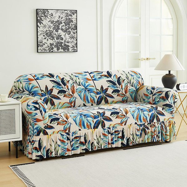 1Pc Funda EláStica Para Sofá Cubre Sofá Con Falda Estampado Cubre Sofá Protector De Muebles Para Dormitorio Sala De Estar DecoracióN Del Hogar Single Set 90-140Cm-image
