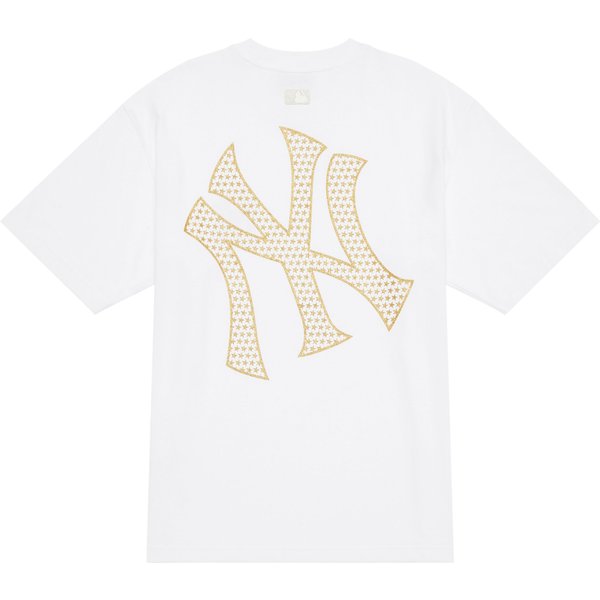 MLB SS24 Seria Modowa Sportowa New York Yankees Logo Marki Casual LuźNy OkrąGłY Dekolt AmerykańSki Vintage KróTki RęKaw Koszulka 3ATSX0143-50WHS XL Beige-image