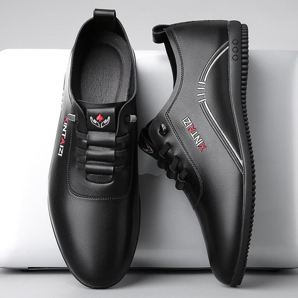 MęSkie Buty Codzienne, MęSkie Buty Sportowe, SkóRzane Buty Z MięKką Podeszwą, Wygodne MęSkie Buty 40 Black-image