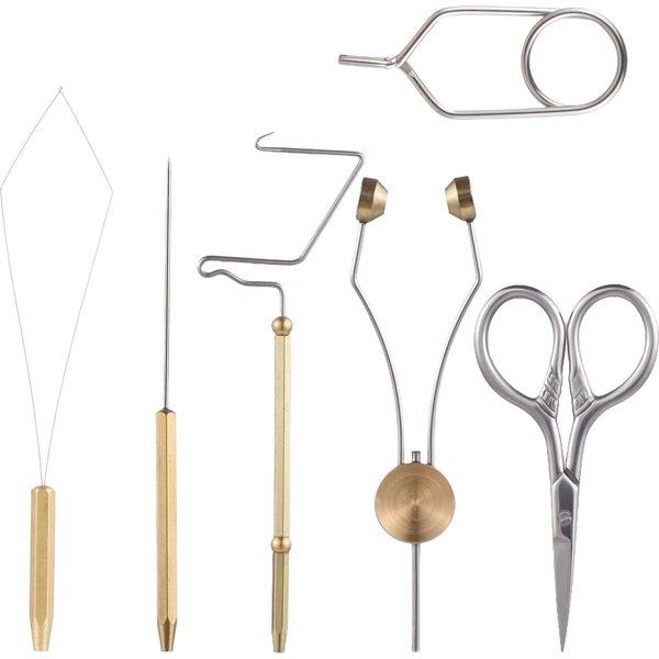 Kit Combinado De Herramientas Para Atado De Moscas, Acabador De LáTigo, Soporte De Bobina, Enhebrador De Bobina Bodkin Para SeñUelos De Pesca 6Pcs Kit-image