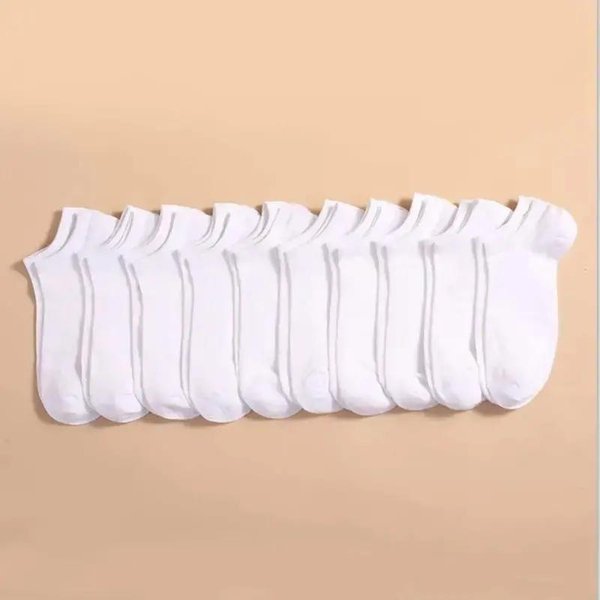 10/20 Pares Calcetines De Barco Unisex Casual Color Liso Finos Transpirables CóModos Anti-Olor Absorbentes De Sudor Corte Bajo Calcetines Tobilleros Para Hombre Y Mujer One Size White-image