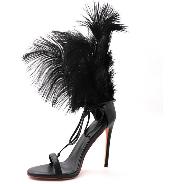 Markowe Wysokie Obcasy 12 Cm PióRa KryształKi SandałY Bal Maska Na Halloween Buty Damskie Buty śLubne DużY Rozmiar 35 -43 39-image