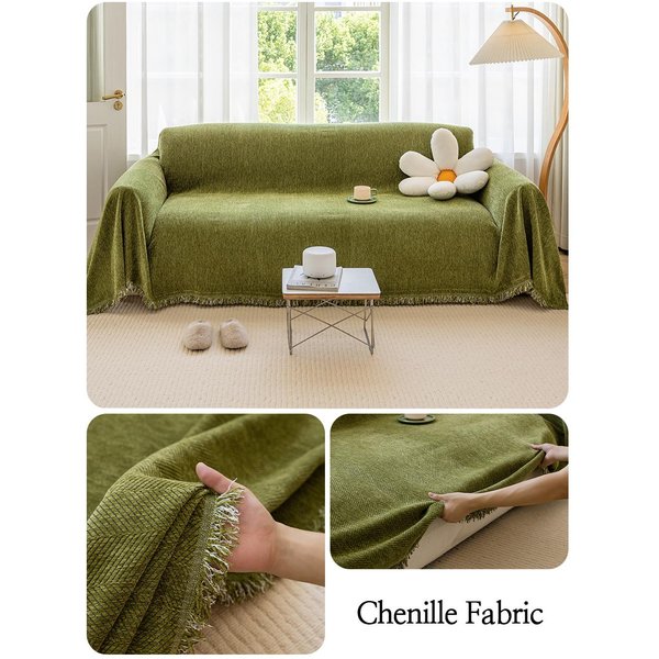 Toalla De Sofá De Chenilla Yanyangtian Para Sala De Estar Estilo FrancéS DecoracióN Del Hogar Funda De Sofá Funda De SillóN Borde Con Borlas CojíN Tipo Gofre 130X180Cm-image