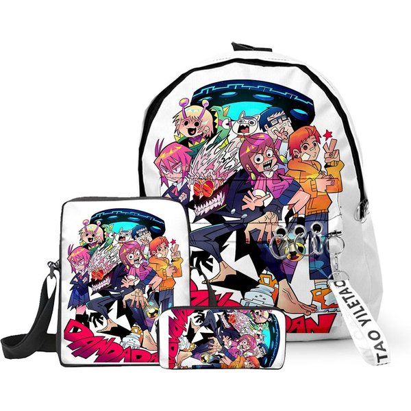 CláSico Popular Divertido Dandadan ImpresióN 3D 3Uds/Set Alumno Mochilas Escolares Mochila Para PortáTil Mochila Bolso De Hombro Inclinado Estuche-image