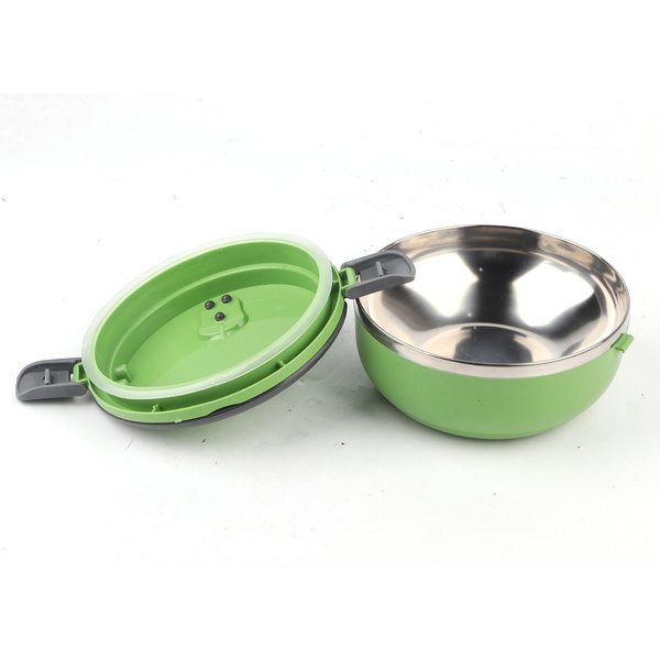 Fiambrera Bento De Acero Inoxidable Duradera De 1 Capa Redonda Contenedor De Alimentos Para Picnic Green-image
