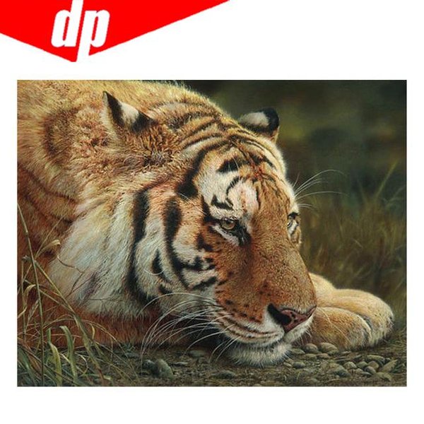 Animal Tigre Diamante Bordado 5D DIY Diamante Pintura Punto De Cruz Imagen Completa Diamante Redondo 20X30-image