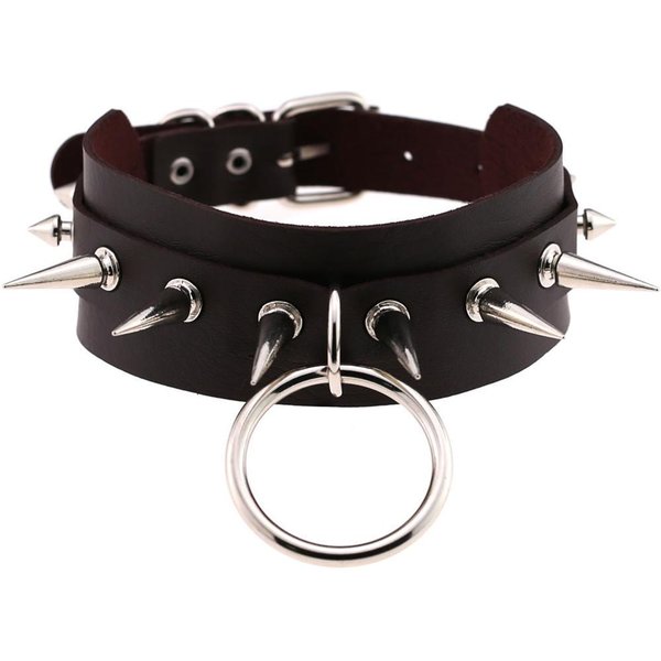Gargantilla De PúAs Negras GóTico Punk Harajuku Collar CinturóN Collar Cuero PU Choker Cosplay Fiesta De Club JoyeríA De Festival-image