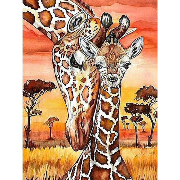 Pintura De Diamantes Jirafa Madre E Hijo Diamante Diy Bordado Manualidad Pintura Animal Diamante 20X30CM-image