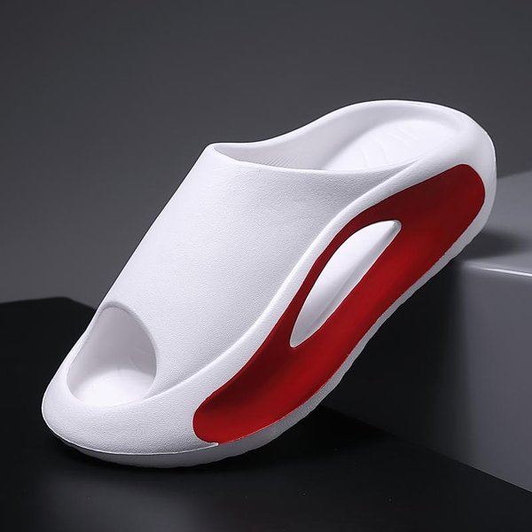 Zapatillas De Verano De Suela Gruesa Para Hombre Mujer EVA Suela Blanda Interior Casa Diapositivas Sandalias Zapatos Ligeros Para Playa Zapatillas Masculinas Chanclas 44-45 White-image