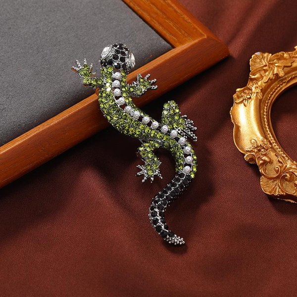 Insignias De Lagarto De Diamantes De ImitacióN De Lujo Para Moda Creativa Exquisita Para Mujeres Hombres JoyeríA Animal CláSico Broches Pins Brillantes De Cristal Regalo-image