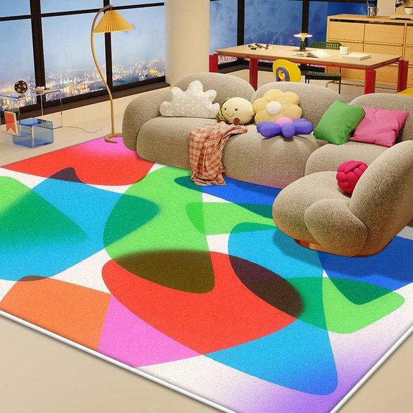 Kolorowy Abstrakcyjny Dywanik – AntypośLizgowy Dywan Do Salonu, Urocza Mata PodłOgowa Do Sypialni DziecięCej, Przy łóżKu, Pokoju Zabaw 80X120Cm(31X46In)-image