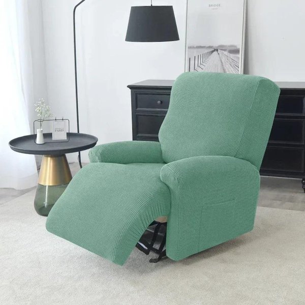 Funda Para SillóN Reclinable EláStica De 1 Plaza Fundas De Sofá EláSticas De Polar Protector De Muebles Para SillóN De Relax Gray-image