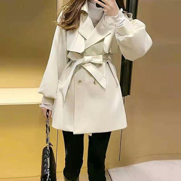 PłAszcz Trench Coat Damski KróTki Wiosna I Jesień Nowy MałY PłAszcz XL Beige-image