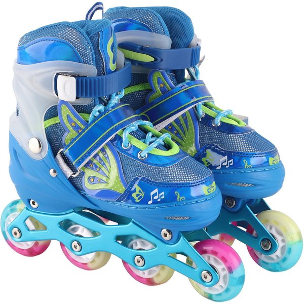 Patines En LíNea Ajustables Azules Transpirables Ruedas Luminosas Patines De Ruedas Para Exterior Para NiñOs-image