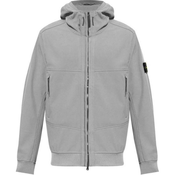 Stone Island FW24 Seria Soft-Shell Naszywka Wiatroszczelna Wodoodporna OddychająCa Z Kapturem Na Zamek DłUgi RęKaw Kurtka Jesienno-Zimowa Kurtka Unisex 8115Q0322-V0060 XL Gray-image