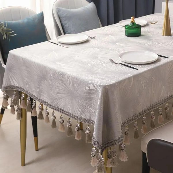 Mantel De Mesa Mantel De Té Mantel NóRdico Simple Mantel De Lujo Ligero Mantel Americano Rectangular Mantel Occidental Funda Para Silla 140*140Cm Beige-image