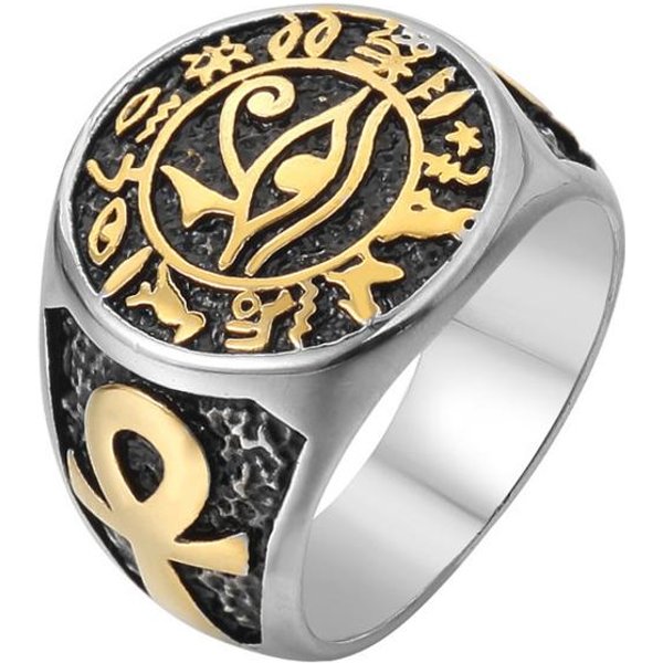 Anillo Vintage Egipcio Ojo De Horus De Moda Para Hombres Mujeres Punk Acero Inoxidable Cruz Amuleto Anillos JoyeríA Regalos Dropshipping 10-image