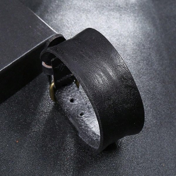 Pulsera Retro Europea Y Americana Creativa Simple Pulsera Punk Para Hombre 1PCS Negro-image