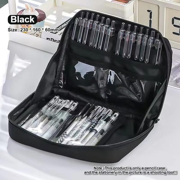 Estuche Para LáPices De Gran Capacidad De 12 Capas, Bolsa De Almacenamiento De PapeleríA De ClasificacióN Multifuncional, 1 Unidad Negro-image