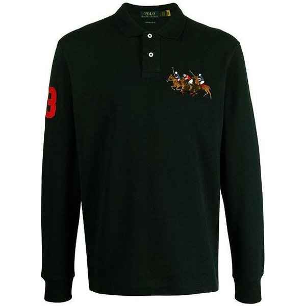 Polo Ralph Lauren Koszulka Polo Z DłUgim RęKawem WzóR Rycerz Z Literami Guziki MęSkie GóRy Czarne 710814769-001 M Black-image