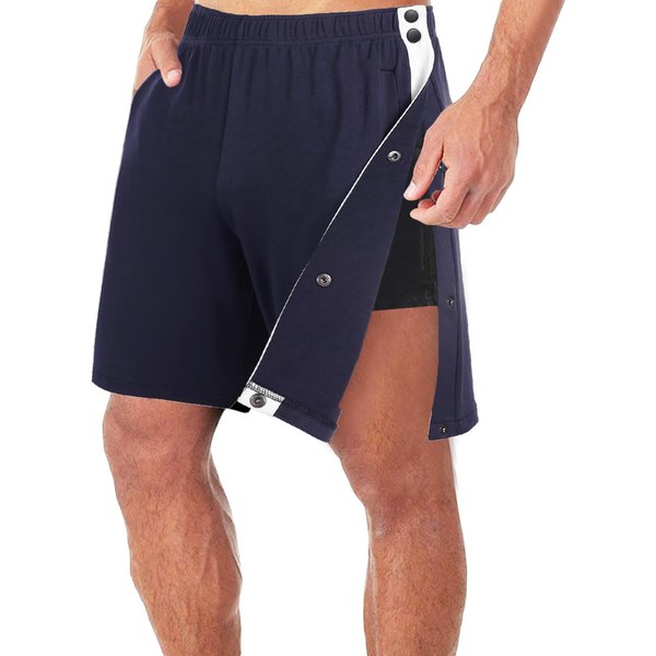 Pantalones Cortos Deportivos Para Hombre Con Botones Laterales Corte Holgado Cintura EláStica Ropa Deportiva Pantalones Cortos Casuales Para Entrenamiento L Black-image
