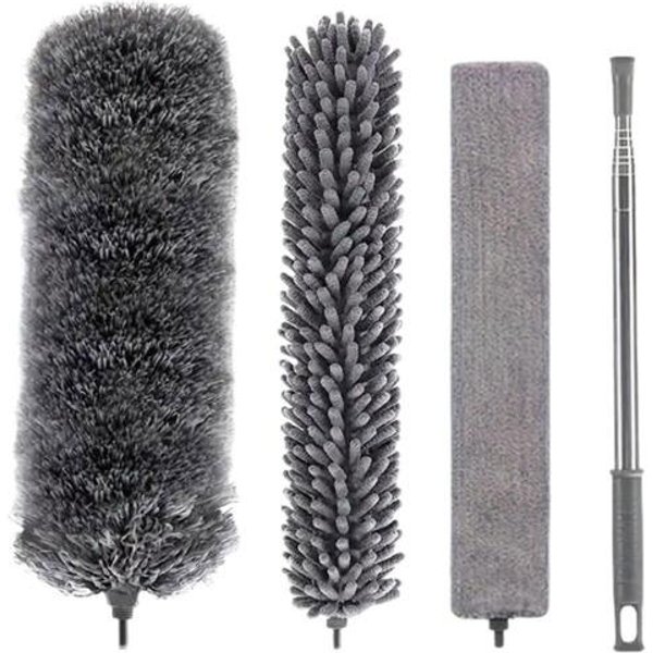 Teleskopowa MiotełKa Do Kurzu Z Wysuwaną RąCzką Zestaw Do Usuwania Kurzu Z Rozsuwaną MiotełKą Do Kurzu 4Pcs Gray-image