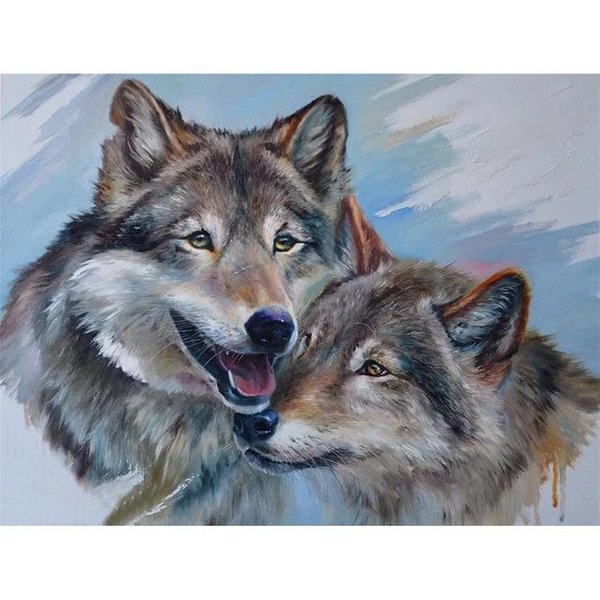 DIY 5D Diament Malarstwo Wilk ZwierząT Mozaika Zestaw ŚCiegu Diament Haft PełNe WiertłO OkrąGłY 20X30CM Jasny Kolor Niebieski-image