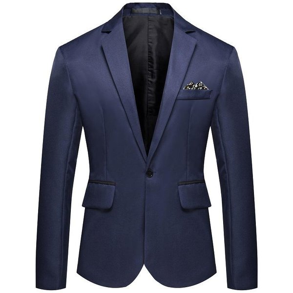MęSki Garnitur Slim-Fit JednorzęDowy, MłOdzieżOwa Moda, Casualowa Marynarka S Black-image