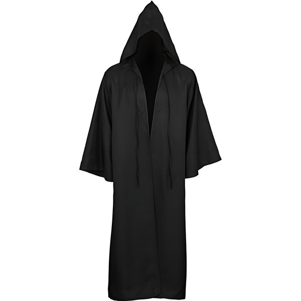 PłAszcz Maskaradny MięKki Czarny Szlafrok Z Kapturem Unisex DłUgi Peleryna Czarownicy Kostium Cosplay Rekwizyt MateriałY Na Imprezę Dekoracja ŚWiąTeczna M-image