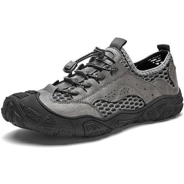 Sandalias De Cuero Para Hombre Verano Nuevas Zapatos De Bomba Para Playa Transpirables Casuales Zapatos Para Conducir Suela Blanda Antideslizantes Sandalias De Cuero 46 Gris-image