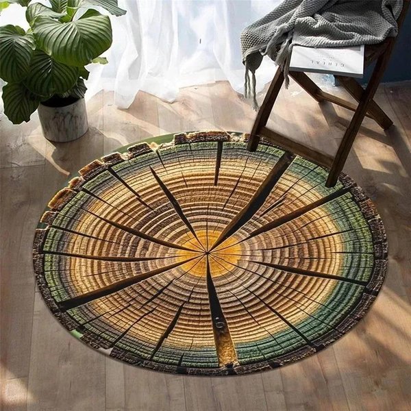 OkrąGłY Dywan W Stylu Retro Boho, AntypośLizgowy, Do Salonu, MięKki, Dekoracja Pokoju, Nowoczesny Abstrakcyjny Design 90Cm-Dia.-image