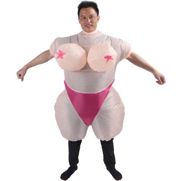 Nadmuchiwany Kostium Dla DorosłYch Poliester Kobieta Z DużYm Biustem Cosplay Zabawny Nadmuchiwany Kostium Halloween Na Imprezę WewnąTrz I Na ZewnąTrz White-image