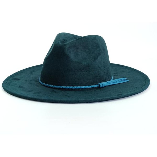 Khaki Zamszowy Kapelusz Szerokie Rondo Nowy Kapelusz Fedora MężCzyźNi Kobiety Jesień Zima Filcowe Kapelusze Klasyczne KośCielne Fedory Chapeau Sombrer 55 -58Cm Black-image