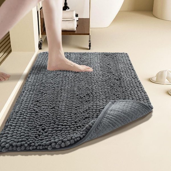 Mata PodłOgowa Do ŁAzienki Chenille Mocno ChłOnna Mata Pod Drzwi Do ŁAzienki AntypośLizgowy Dywanik BrudząCy Toaleta Toaleta Mata Pod Drzwi 50*80Cm-image