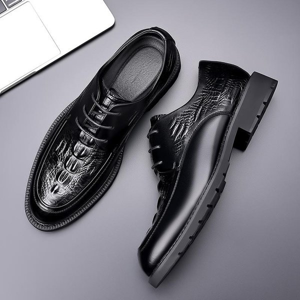 Zapatos De Cuero Para Hombre, Primavera, Retro, Casuales, PequeñOs, Zapatos De Cuero Para Hombre, VersióN Coreana, Cuero Genuino, Zapatos De Vestir De Negocios, Moda BritáNica 44 Negro-image
