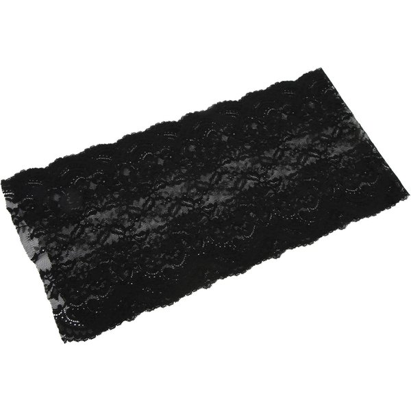 Cinta De Encaje 10 Yardas 23Cm Ancho Encaje Decorativo EláStico Suave Para Decoraciones De Manualidades Floral Negro-image