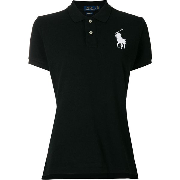 Polo Ralph Lauren Jednokolorowa Koszulka Polo Z Haftowanym Logo O Prostym Kroju Z KróTkim RęKawem Damskie Topy Czarna 211505656-001 S-image