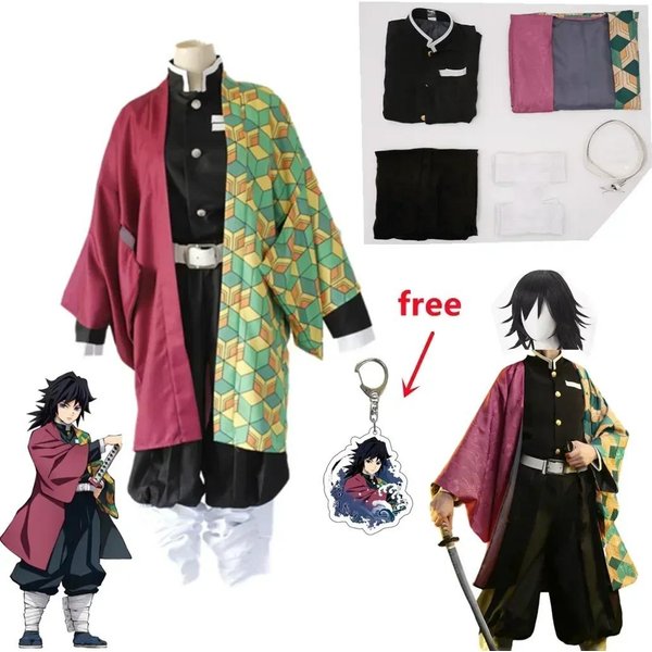 Anime Morderca Tomioka Giyuu Kostium Cosplay Kobiety Kimono Mundur Ubrania Peruka DorosłY Dzieci WłOsy 150-image