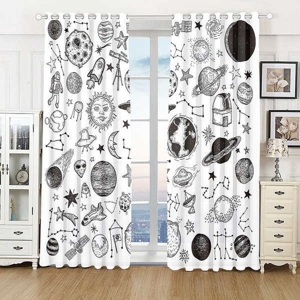 KsiężYc Tarot SłOńCe Duchowy Kwiat Czarne ZasłOny Okna W Dzieci Sypialnia Salon Zabiegi PrzedpokóJ WystróJ Kuchni ZasłOny Rolety W50 X H130(Cm)X2&Grommet Top Gray-image