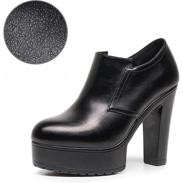 Zapatos De Plataforma De Piel Suave Con TacóN Alto Y Plataforma De 12 Cm, Talla PequeñA (32-43), Con Boca Profunda, Para OtoñO E Invierno, Con Piel, Modelo De Oficina. 38-image