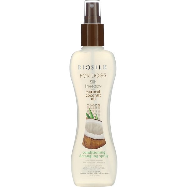 Biosilk, Silk Therapy, OdżYwka W Sprayu UłAtwiająCa Rozczesywanie Z Naturalnym Olejem Kokosowym, Dla PsóW, 7 Fl Oz (207 Ml) White-image