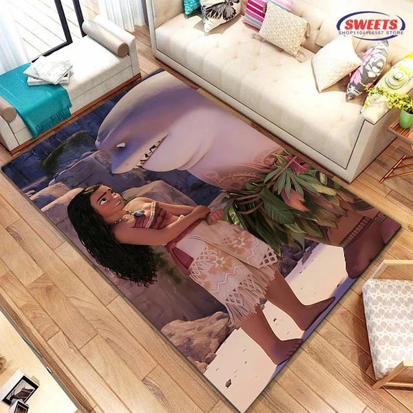Disney Vaiana Dywan KreskóWkowy Nowość! Dywanik Do Sypialni, Salonu, Pod łóżKo, AntypośLizgowy, Wykwintny WystróJ Domu, TrwałY, Zmywalny Dywanik 40X60Cm (16X24In)-image
