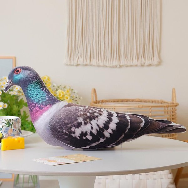 MuñEco De Peluche Kawaii Con Estampado De Animales Simulados Almohada Pollo Pato Ganso Paloma Loro Gallo Gallina Juguete De Peluche DecoracióN Del Hogar Regalo Para NiñA About 35-40Cm Beige-image